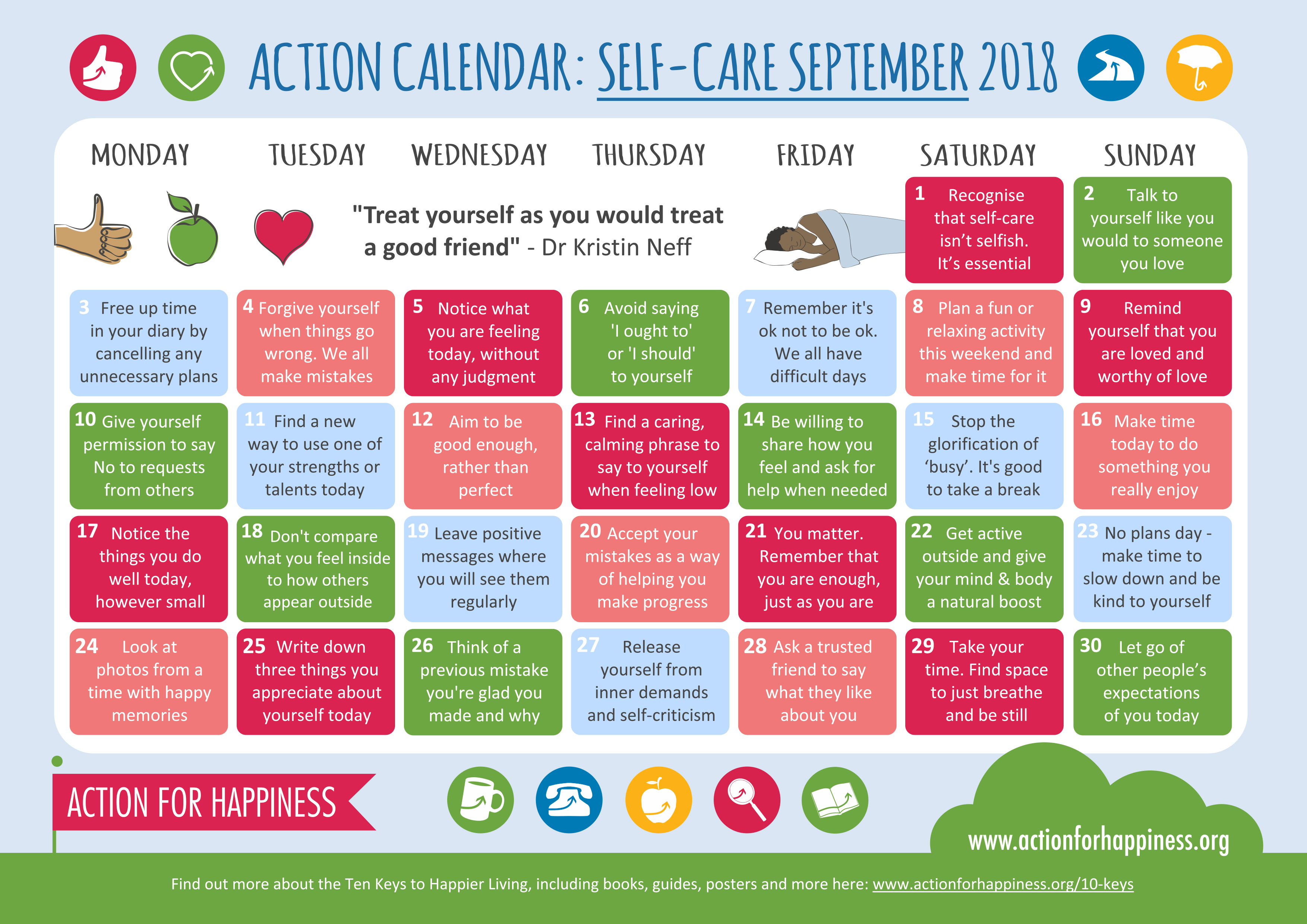 Action for Happiness Calendar – SADDLEWORTH LIFE